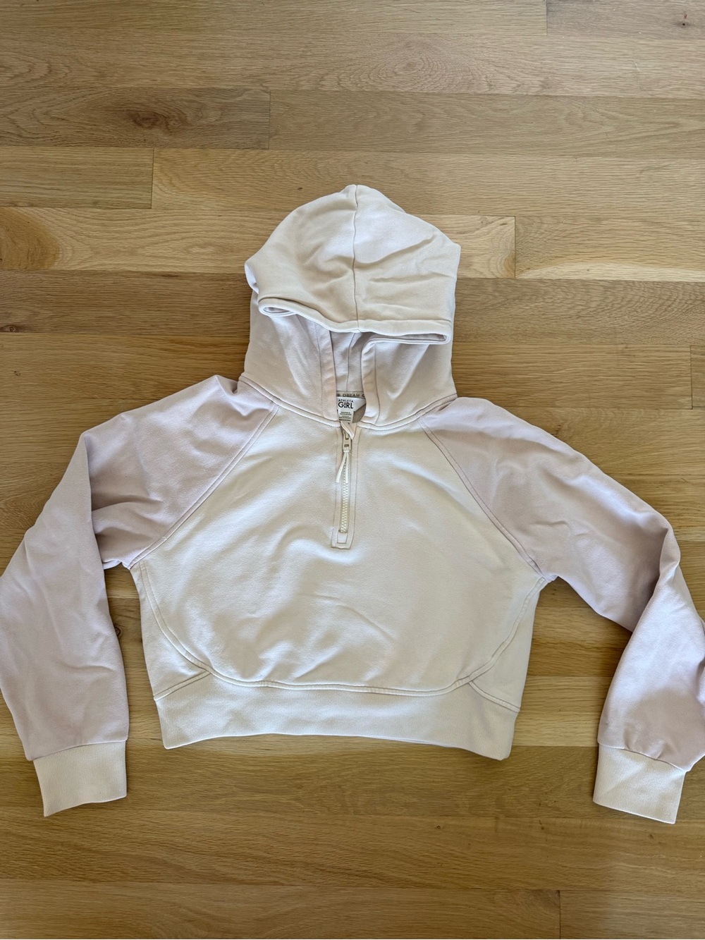 Athleta Girl Light Pink and Cream Half-Zip Hoodie Sweatshirt XXL